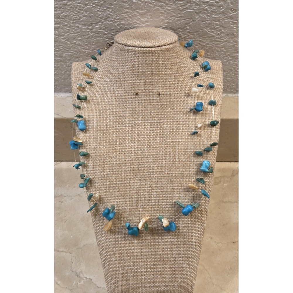 Retired Silpada Triple Strand Sterling Silver &‎ Turquoise Necklace 18-20"